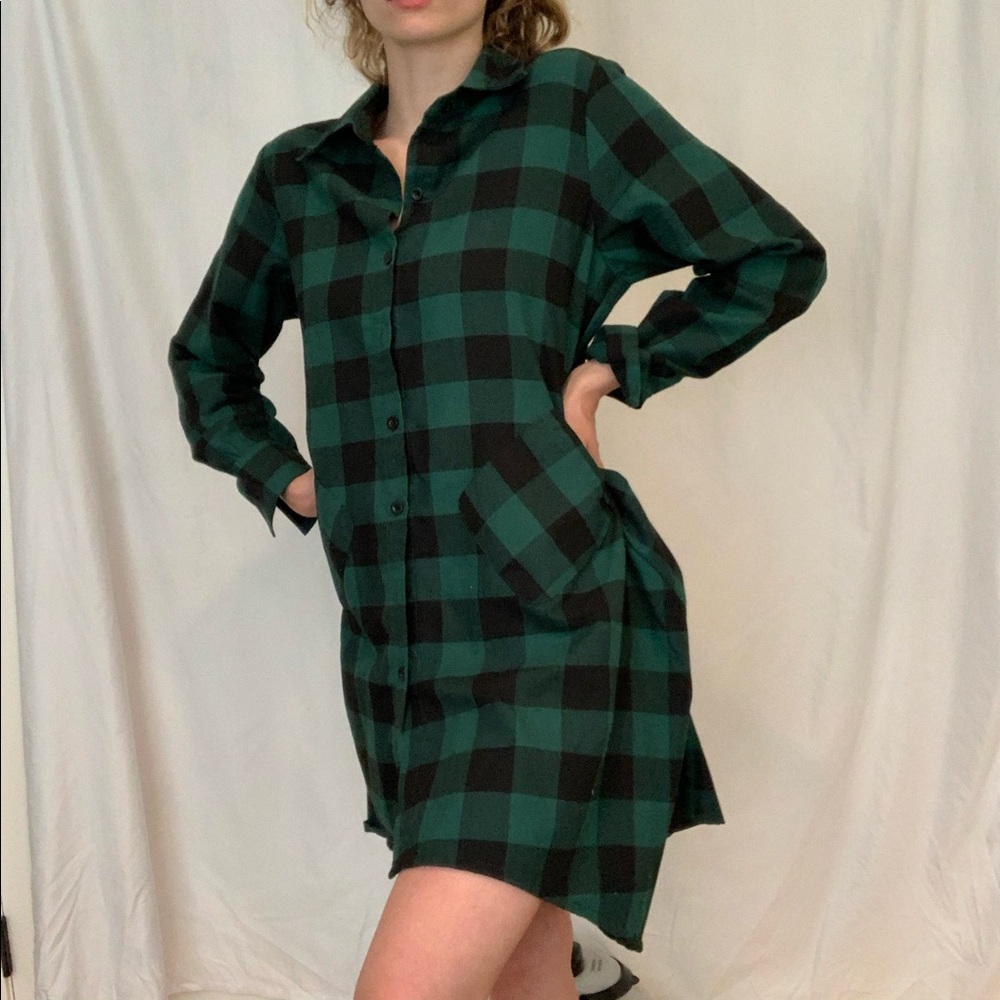 Dark Green Flannel Dress